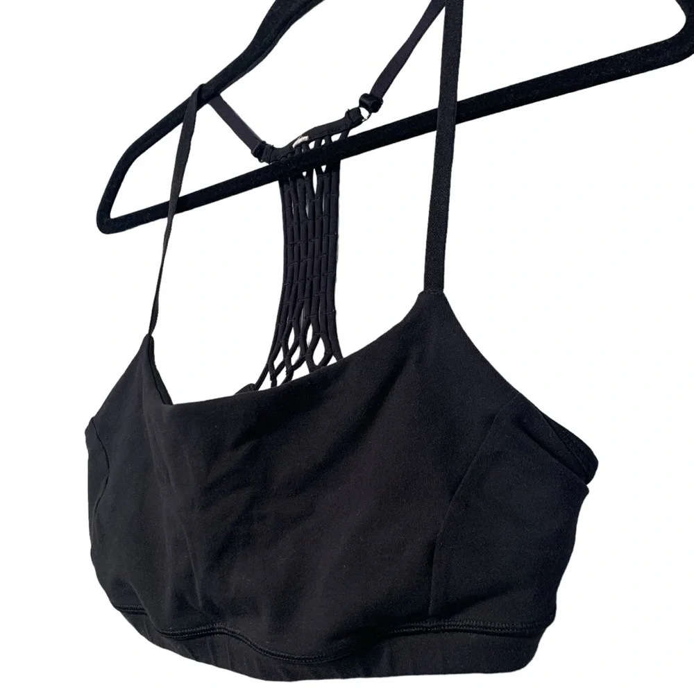 Lululemon True Self Bra II Black Strappy Back Yoga Sports Bra Size 10